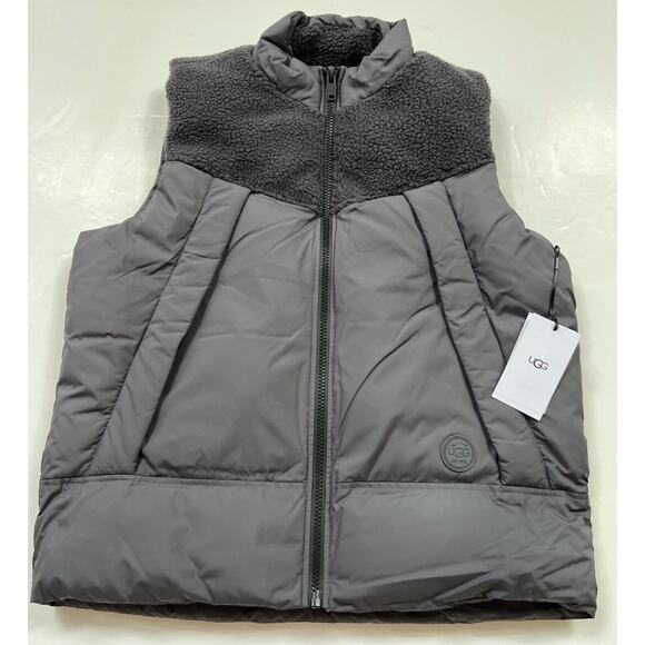 UGG Men's Zoltan Sherpa Puffer Vest Gray Size L NWT - Picture 7 of 12
